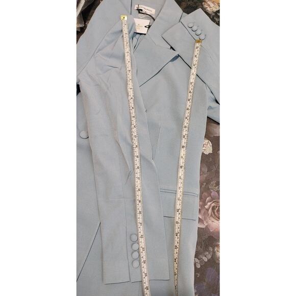 Revolve WeWoreWhat Double Breasted Blazer Suiting Twill Storm Blue Womens M NWT - Picture 8 of 10